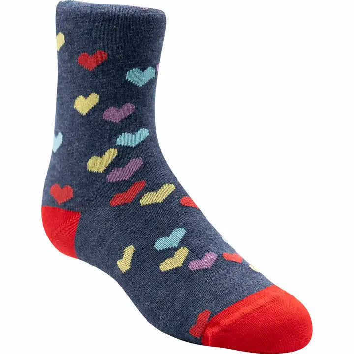 Navy & Multicolored Heart Socks