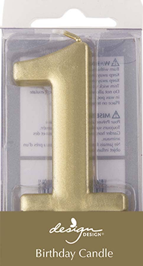 Gold Metallic Numeric Candle-1