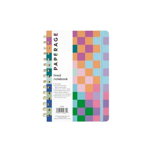 Checkered Rainbow Hardcover Spiral Lined Journal Notebook