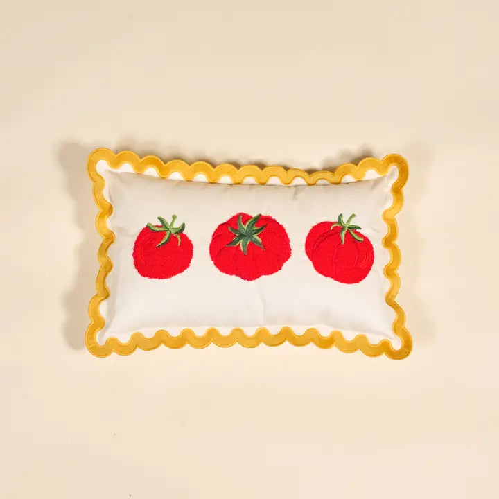 Scalloped Rectangle Throw Pillow–Tomatoes