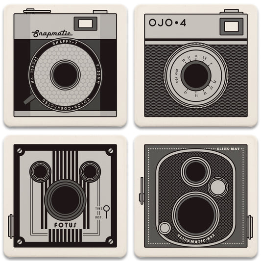 Vintage Cameras Coaster Set