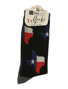 Black Texas State Shape Socks