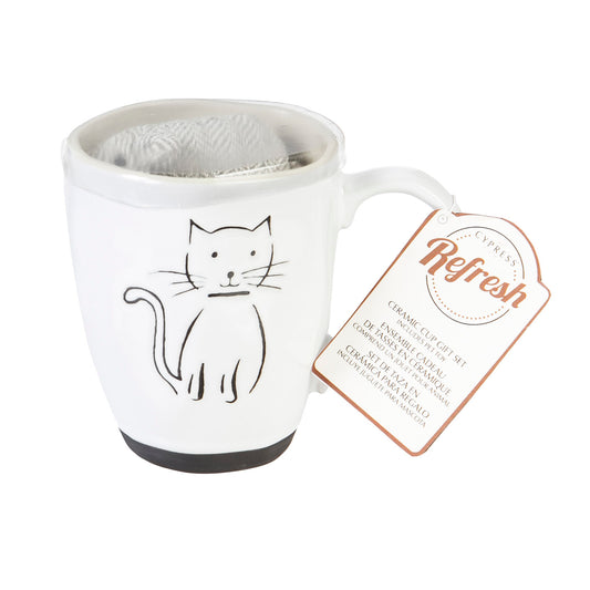 Ceramic Cup Gift Set, 16 OZ, Pet Cat