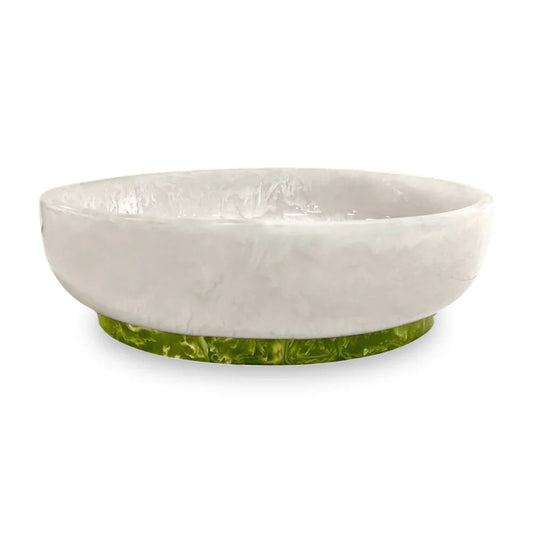 Beatriz Ball Rio Oval Bowl - White with Green Base