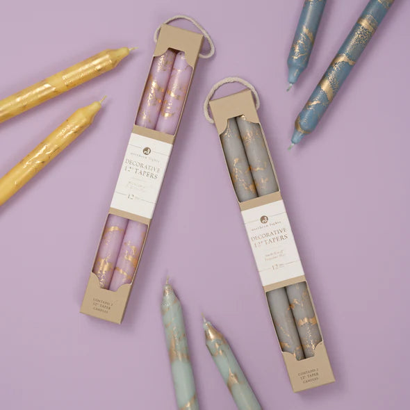 Stone Gray with Gold Flakes Taper Candles