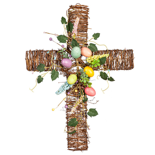 23" Hanging Pastel Easter Egg Cross