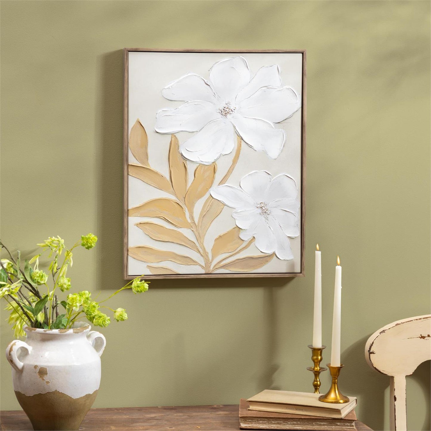 Viva Gold And White Floral Wall Décor