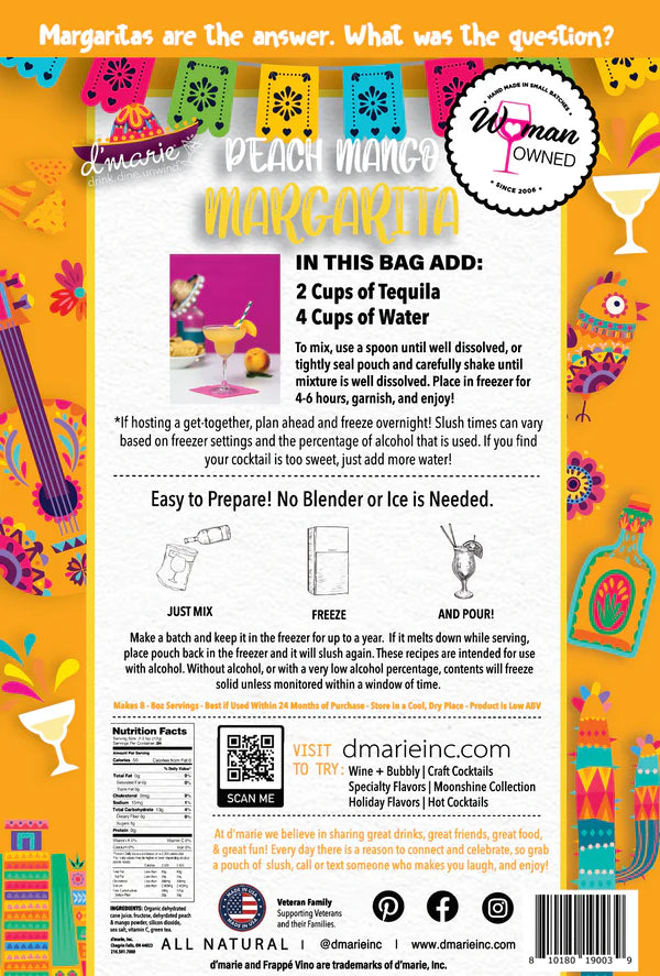 Peach Mango Margarita Cocktail Mix D’Marie’s