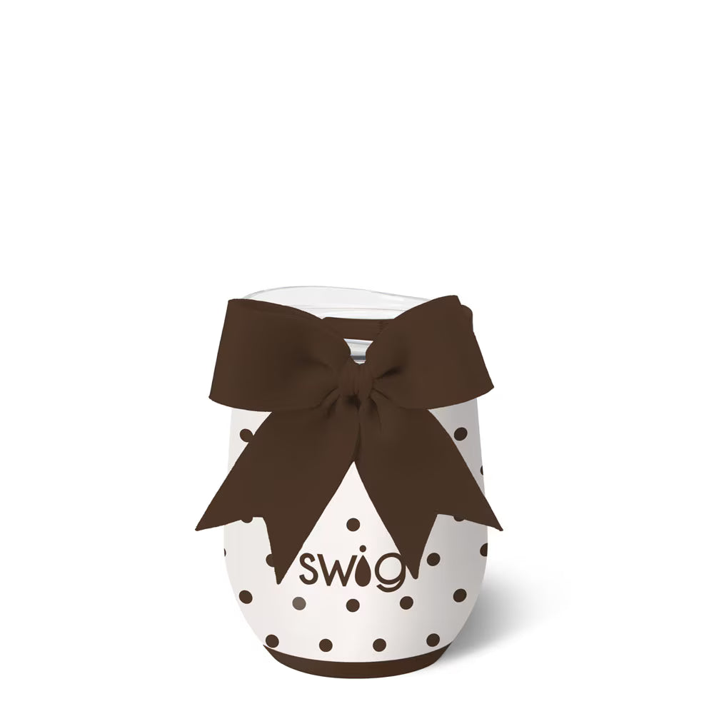 Swig Mocha Dots Stemless Wine Cup (12oz)
