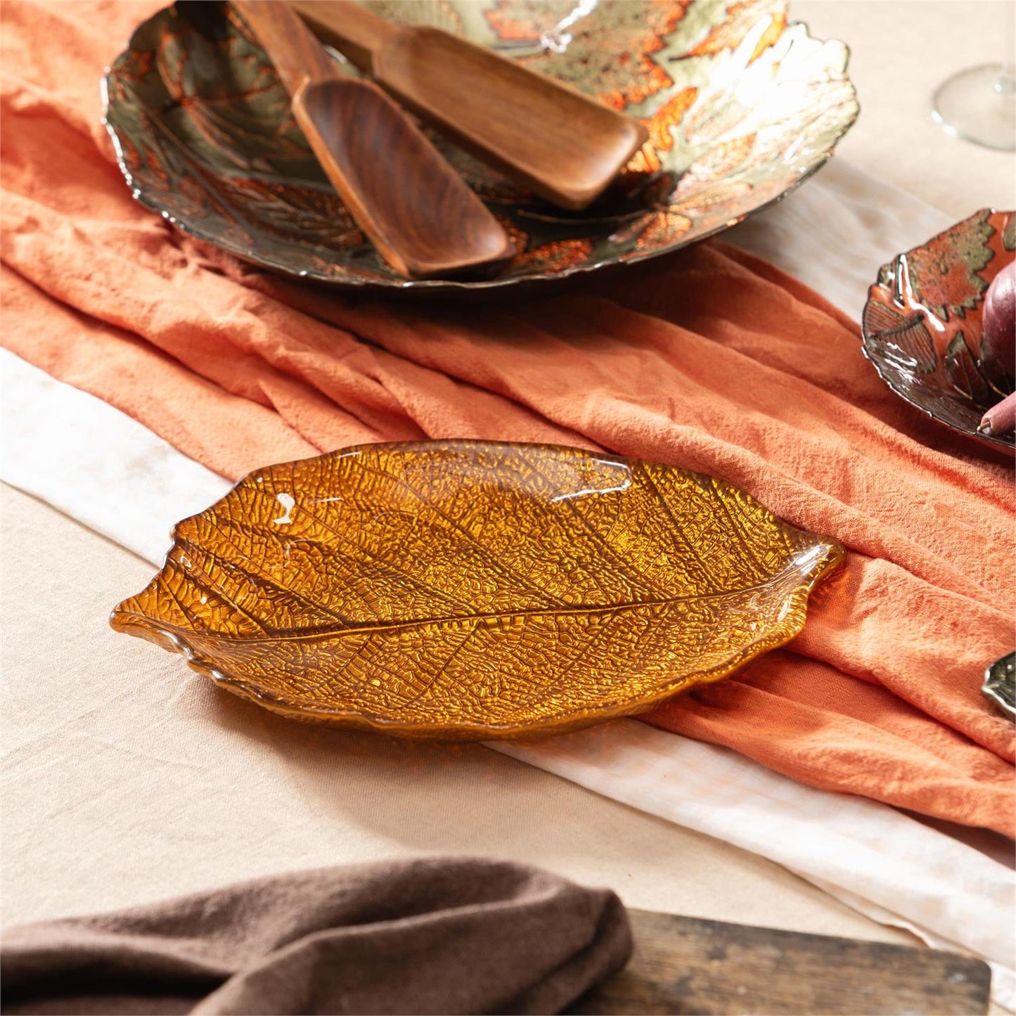 Harvest Blossom Leaf Glass Dish