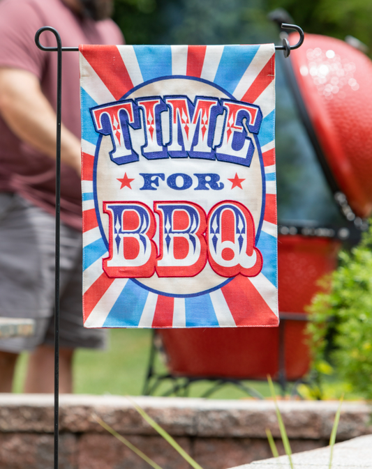 Time for BBQ Garden Burlap Garden Flag