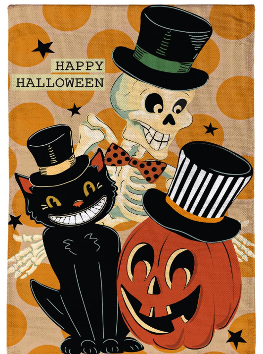 Halloween Trio Burlap House Flag