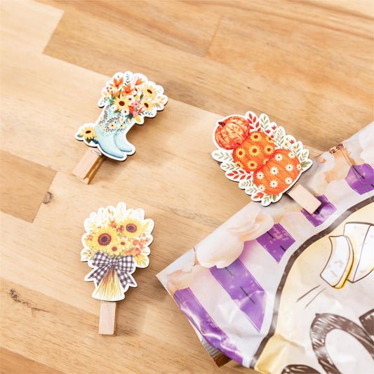 Set Of Three Wood Bag Clips