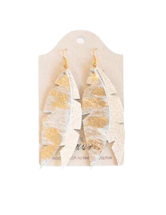 Dove Leather Feather Earrings