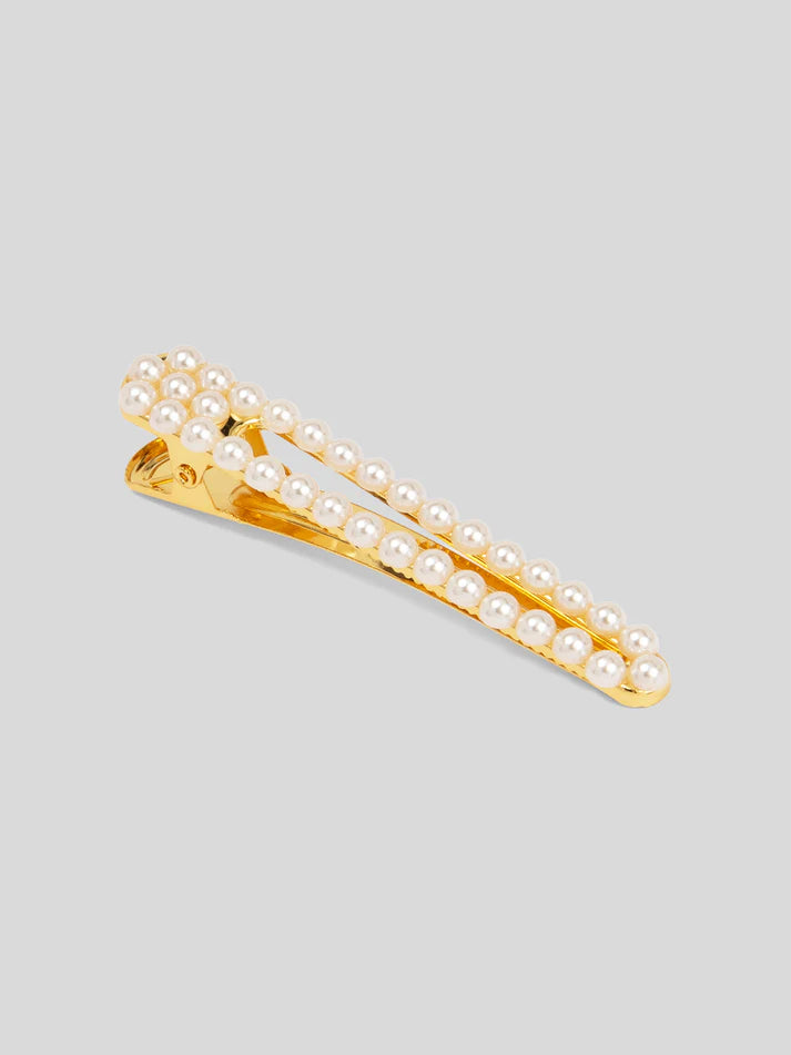 Double Row Pearl Bar Hair Clip