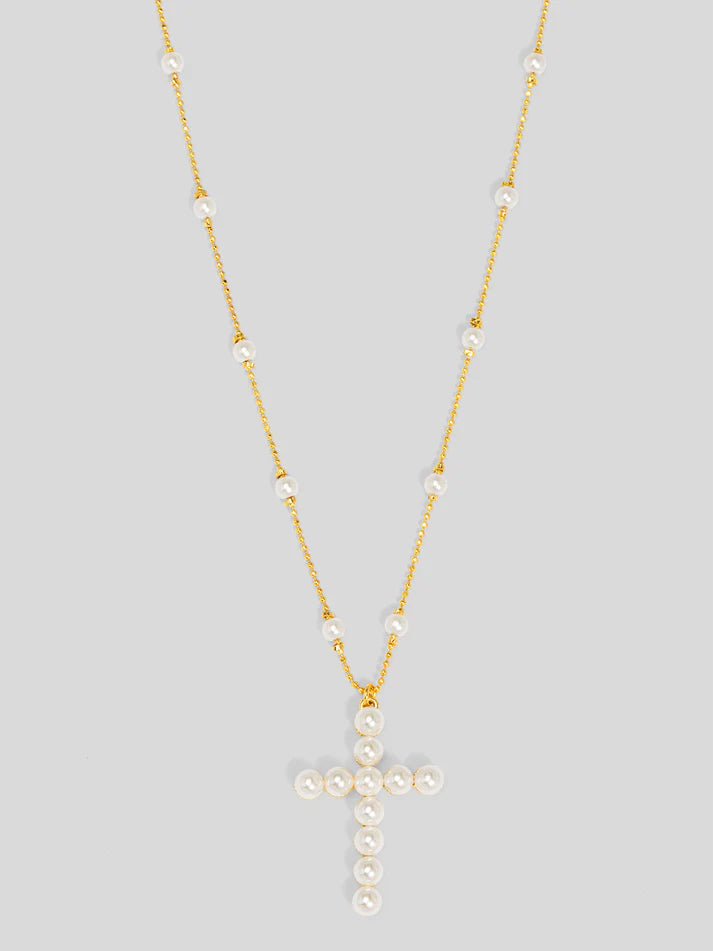Pearl Cross Pendant Necklace