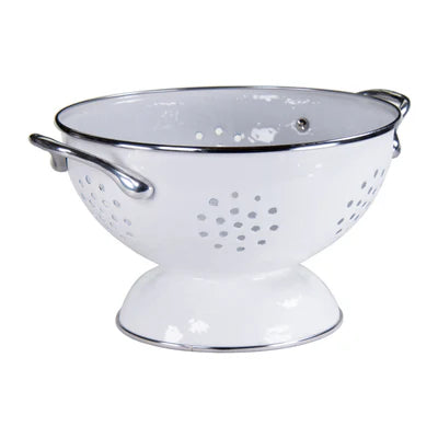 Large Enamel Colander White
