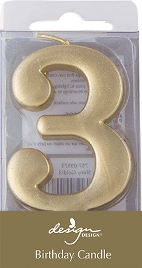 Gold Metallic Numeric Candle-3