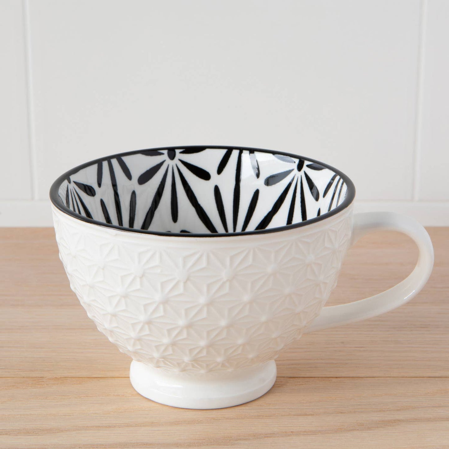 White Stamped Latte Mug