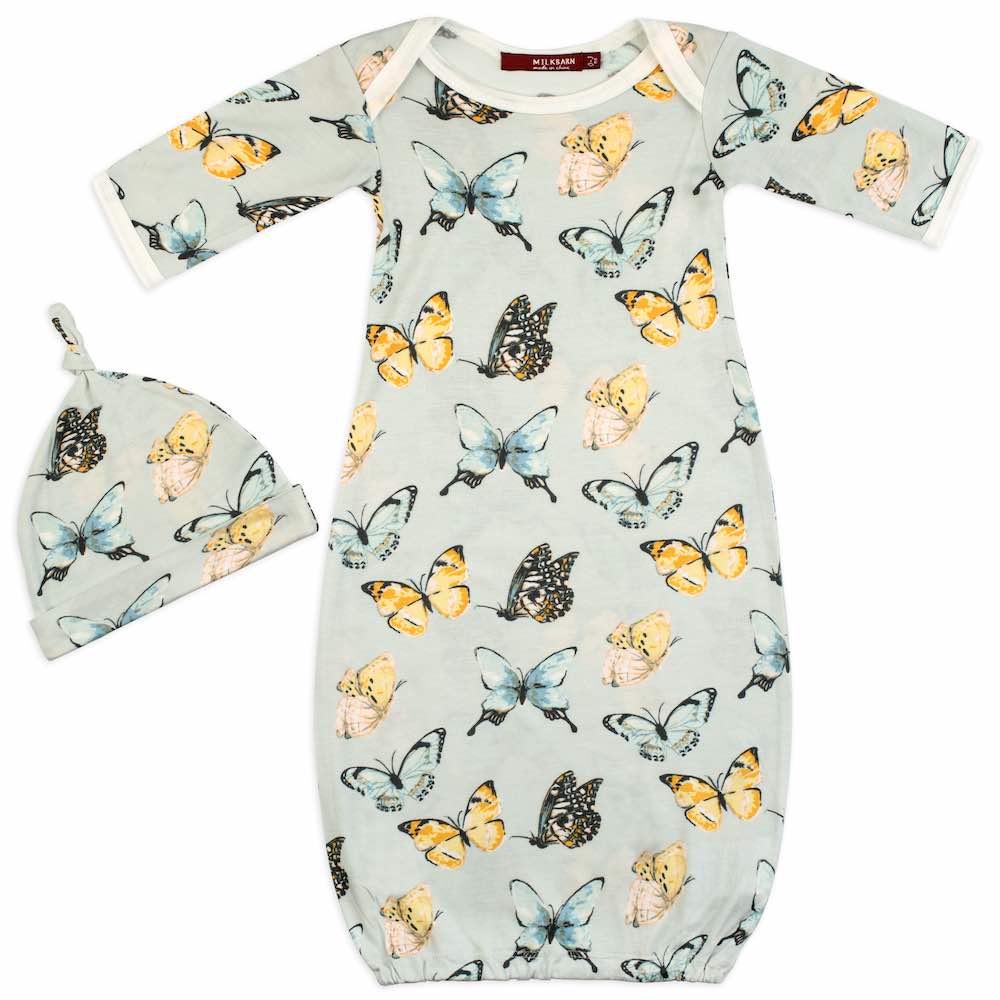Milkbarn Butterfly Bamboo Newborn Hat & Gown Set