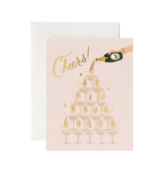 Rifle Paper Co. Champagne Tower Cheers Card - Blank Card & Envelope