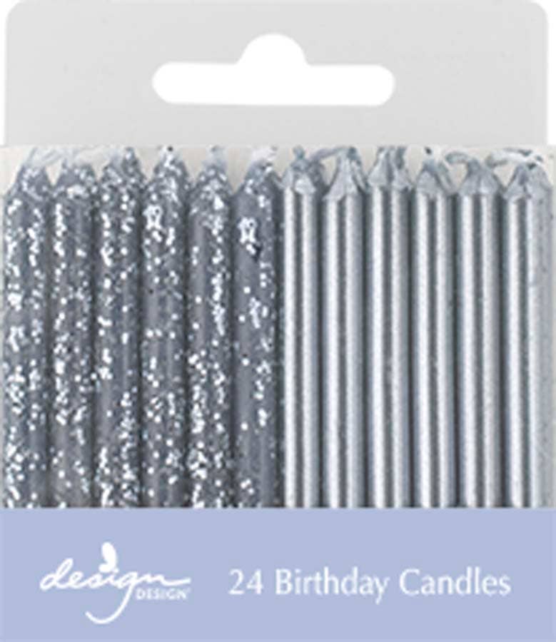 Metallic Silver Stick Candles