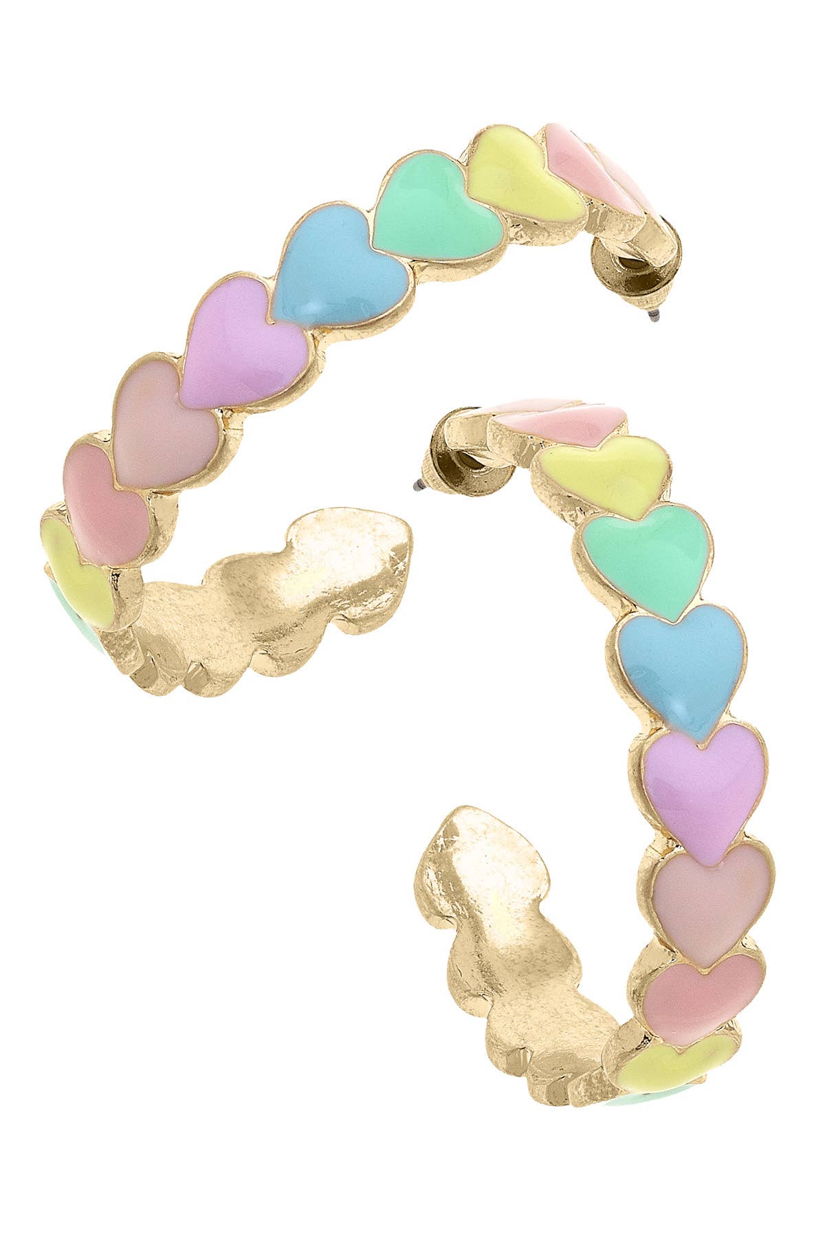 Patel Enamel Hearts Hoop Earrings
