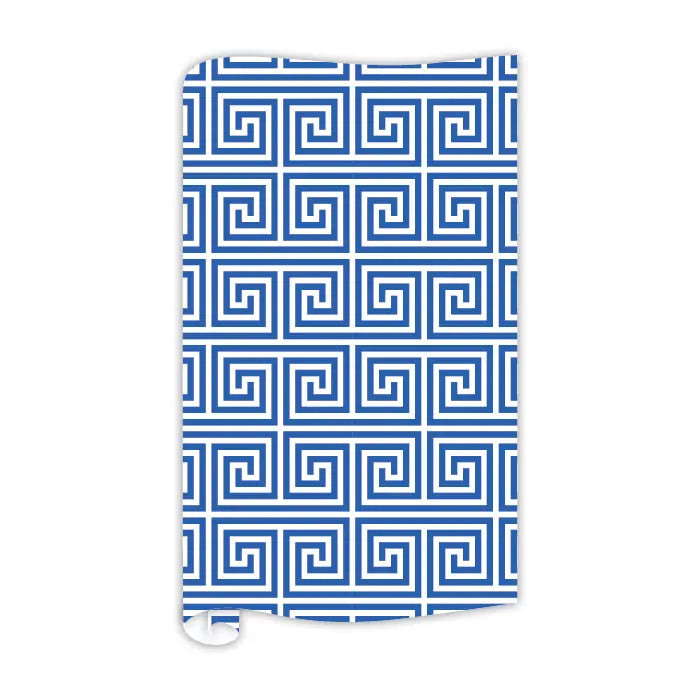Greek Key Pattern Blue Wrapping Paper - 8ft