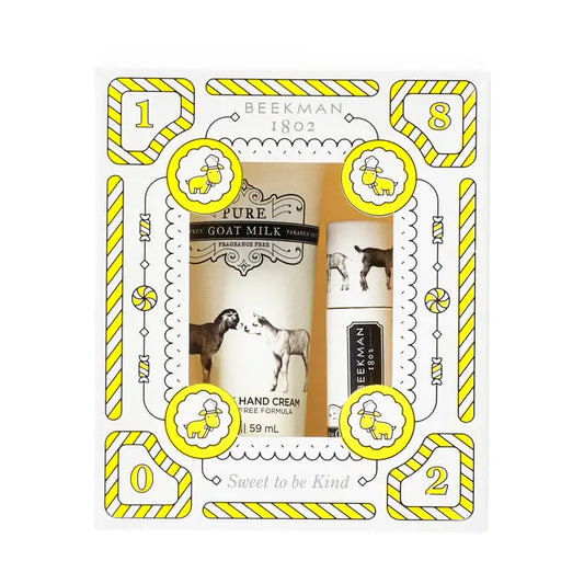 Beekman 1802 Fragrance Free Pure Goat Milk Hand Cream & Lip Balm Gift Set - 2 oz