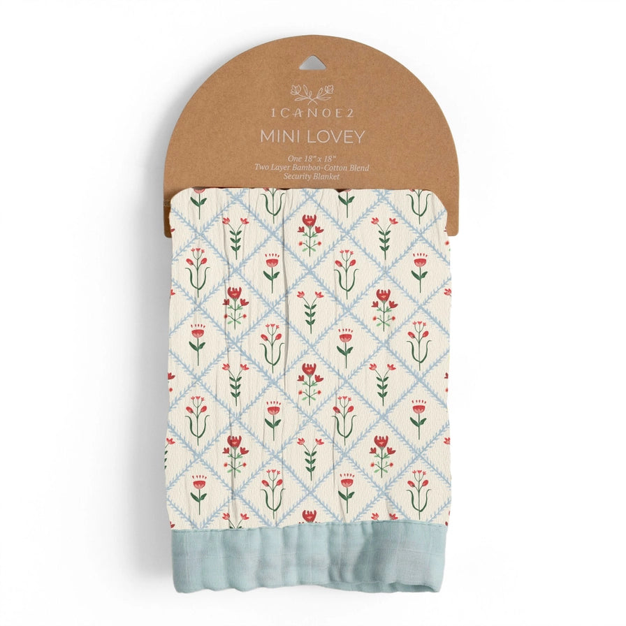 Scandinavian Folk Floral Diamond Baby Lovey Muslin Blanket