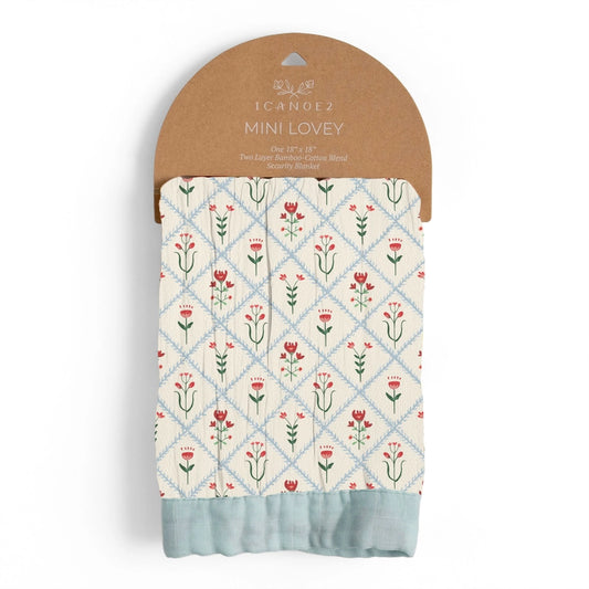 Scandinavian Folk Floral Diamond Baby Lovey Muslin Blanket