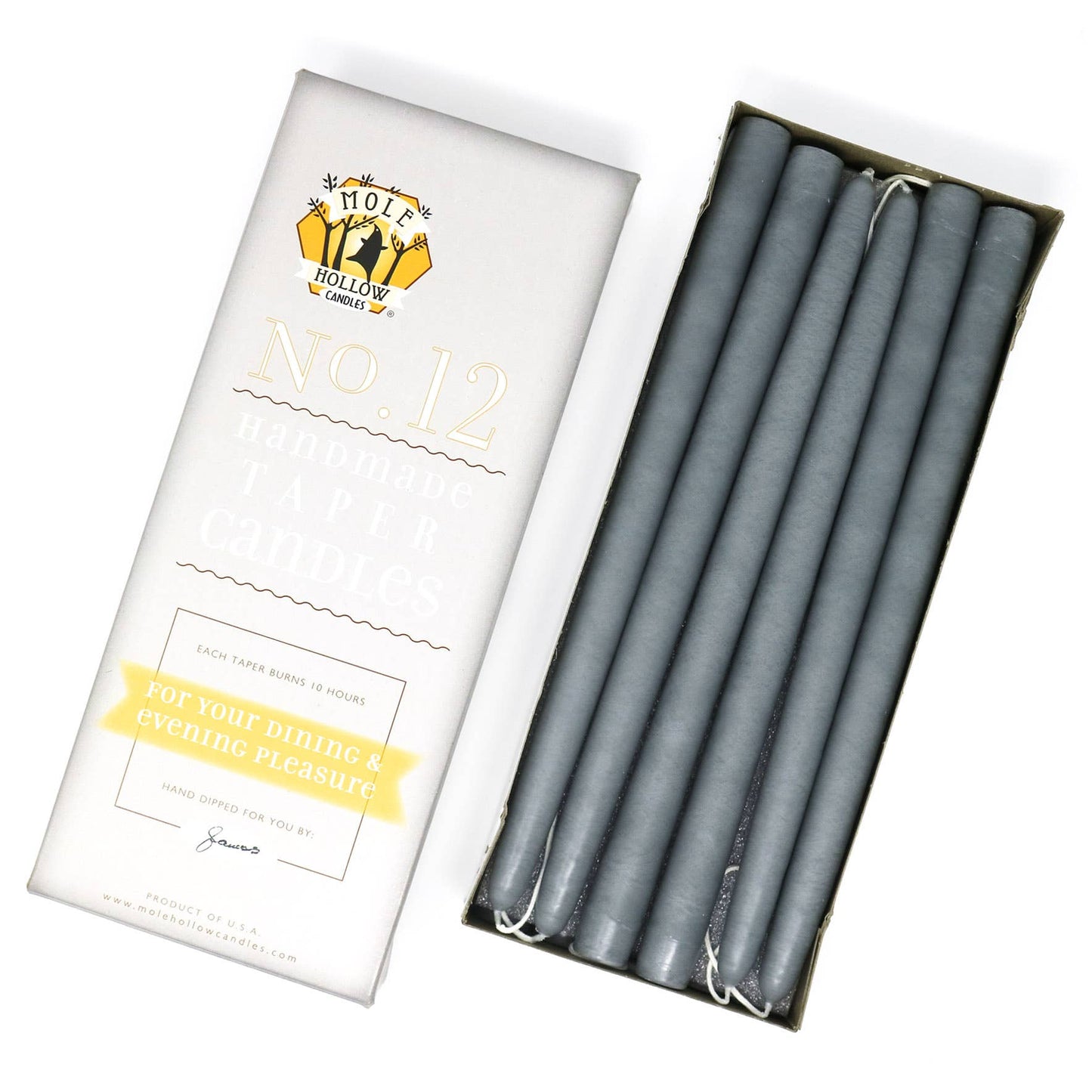 Taper Candles Set of 2: Slate Grey