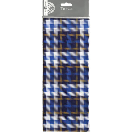 Blue Plaid Printed Tissue