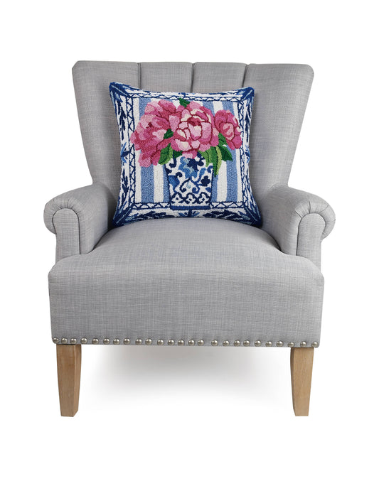 Pretty Petals Hooked Wool Pillow