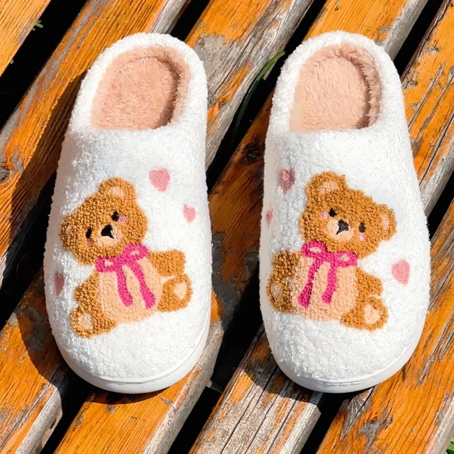 Teddy Bear Plush Slippers