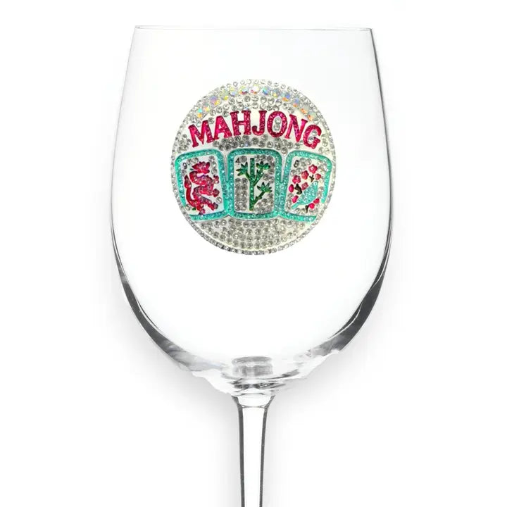Mahjong Jeweled Stemmed Wine Glass