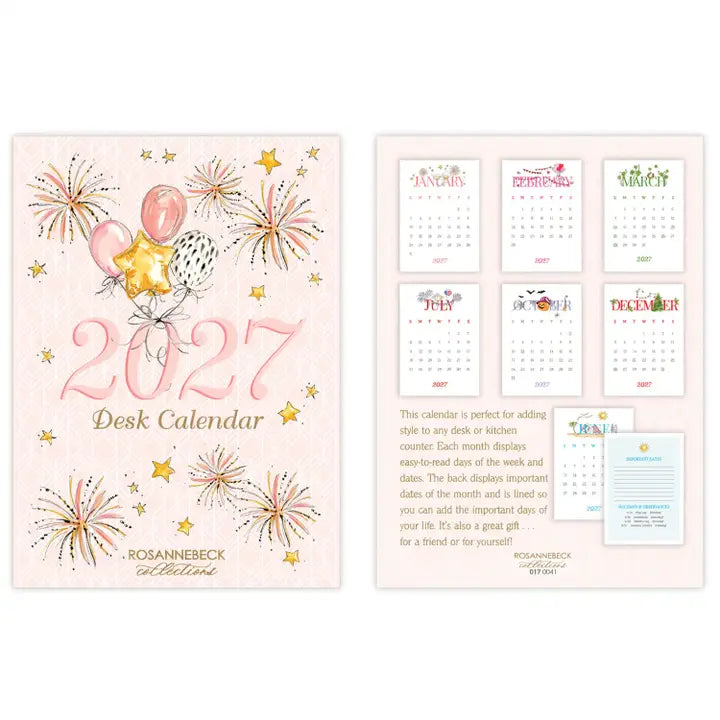 2027 Calendar Handpainted Holiday Icons with 5x7 Frame