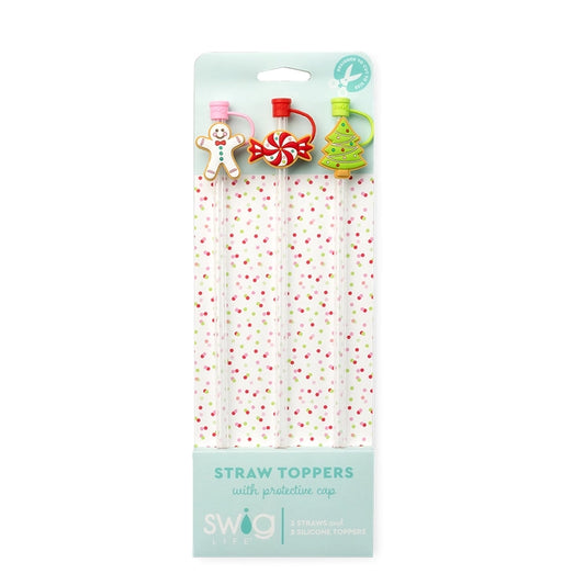 Cookie Jar Christmas Themed Straw Topper Set