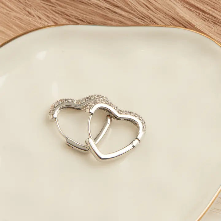 Dazzler Heart Pave Cubic Zirconia Hoop Earrings
