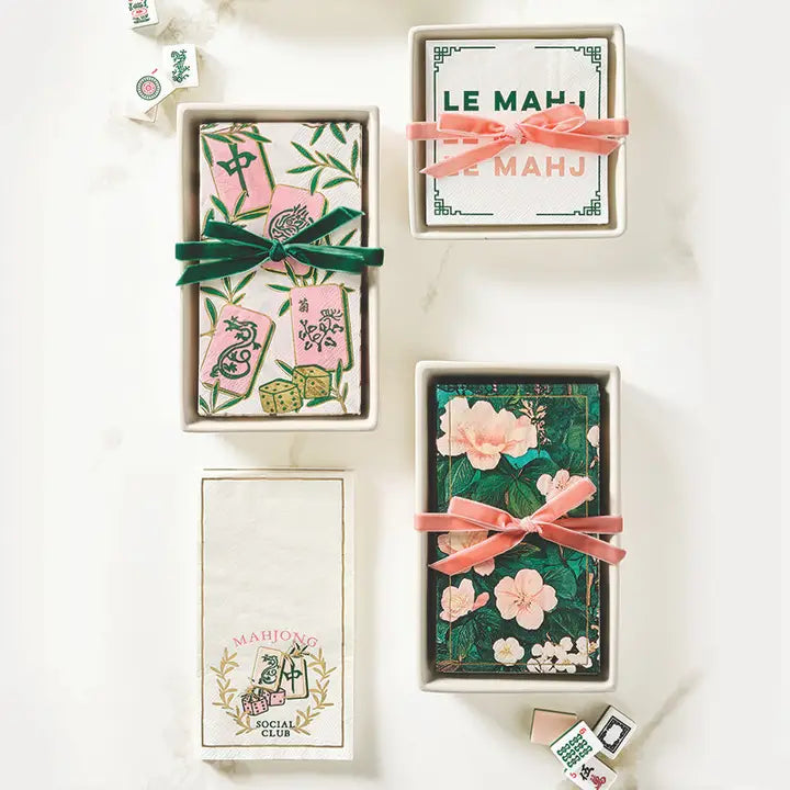 Mahjong Guest Napkin + Ceramic Tray