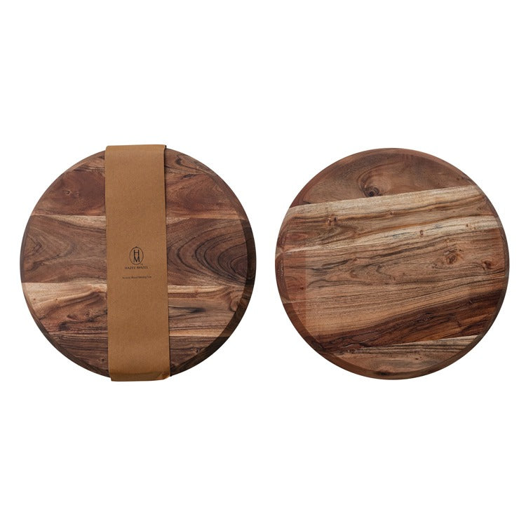 Round Acacia Wood Serving Tray