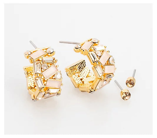 Violet & Brooks Gold Crystals Glam Hoop Duet Earrings