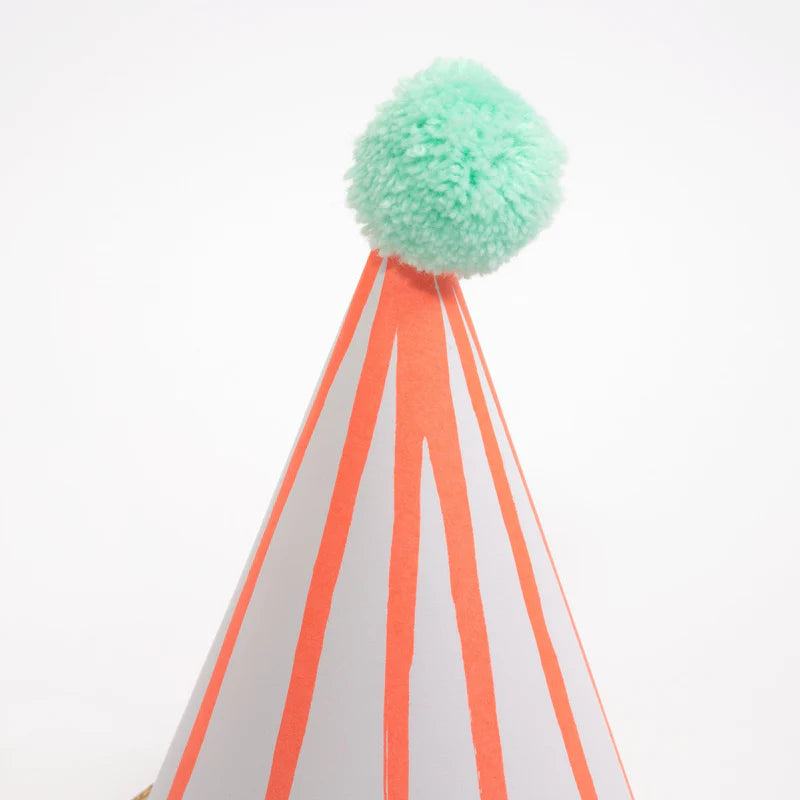 Stripe Pompom Party Hats
