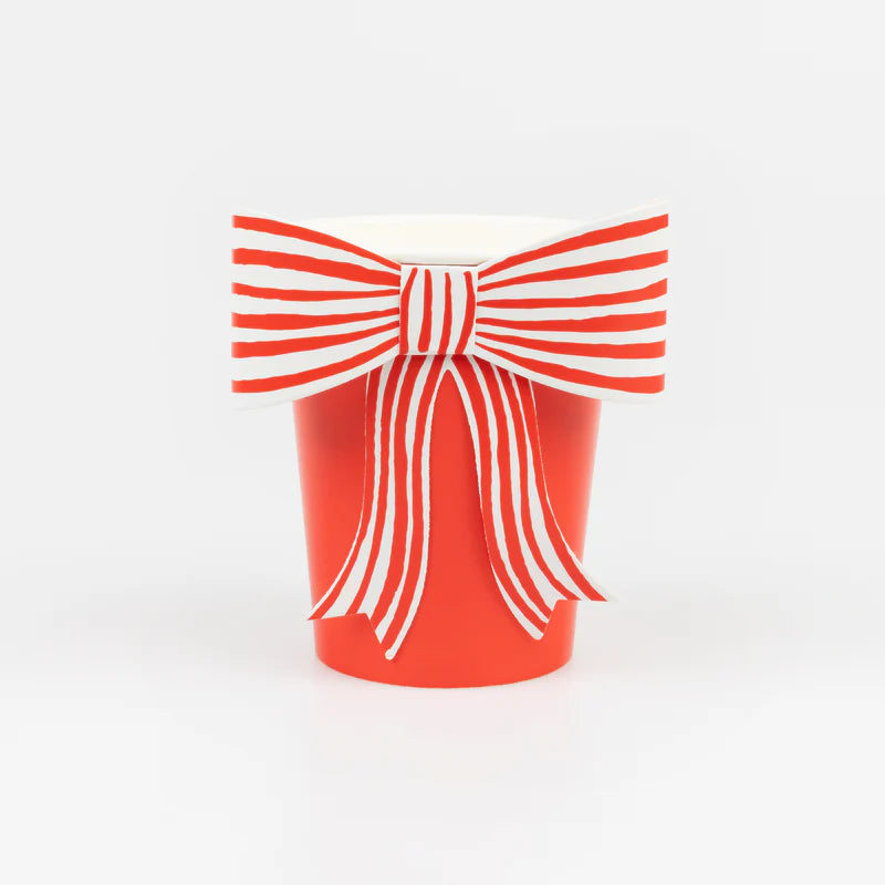 Meri Meri Red & White Striped Bow Cups