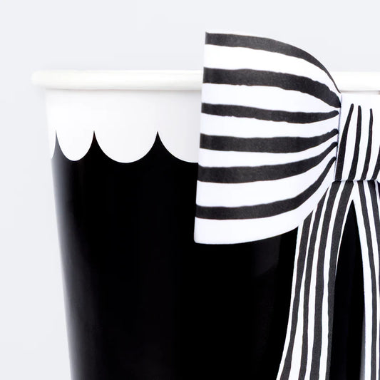 Meri Meri Black & White Striped Bow Cups