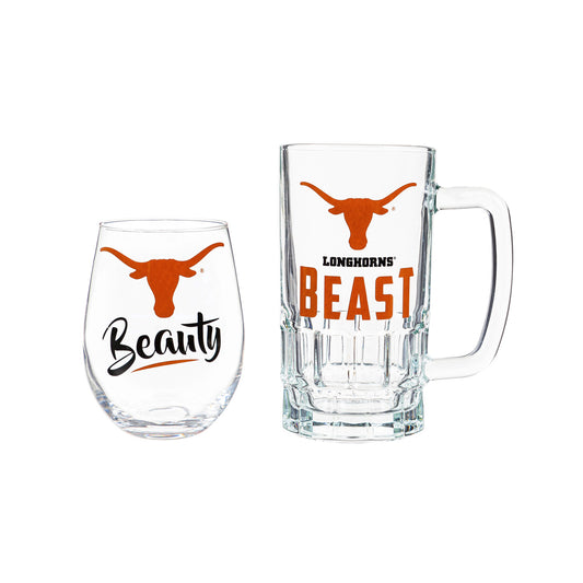University of Texas, Stemless 17OZ Glass & Tankard 16OZ Gift Set