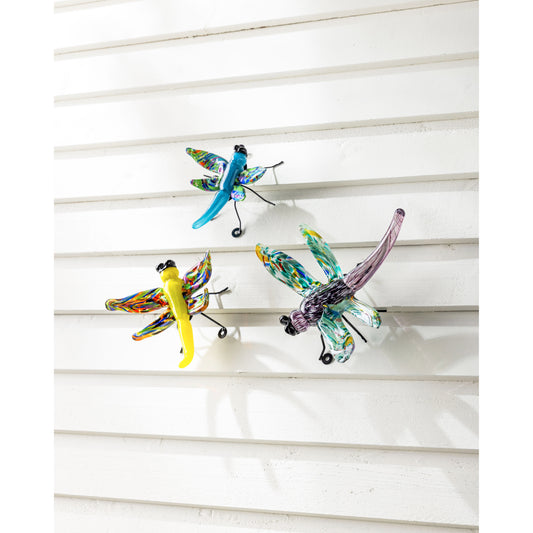 Mosaic Art Glass Dragonfly's With Iron Feet