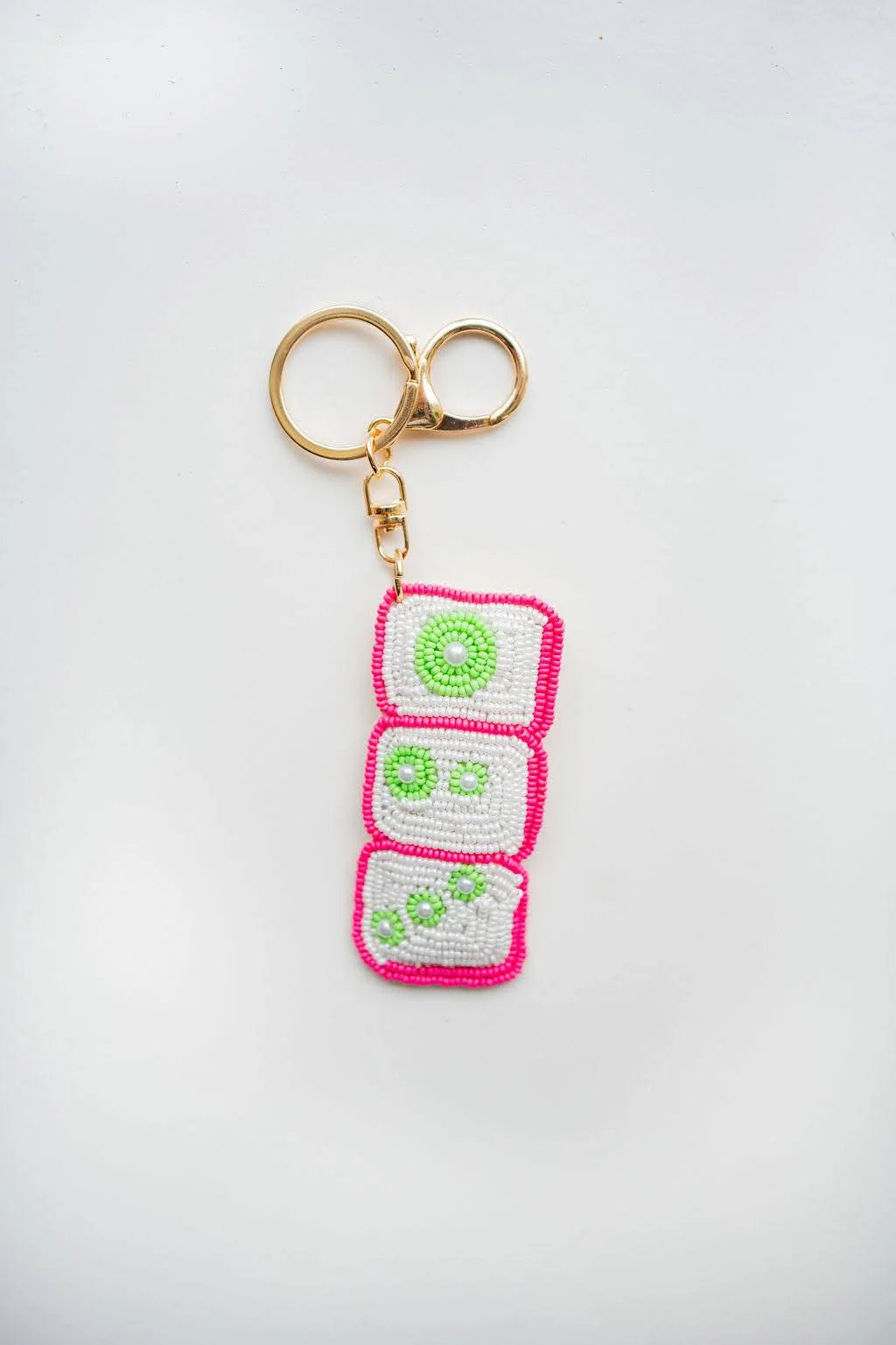 Lisi Lerch Hand Beaded Mahojang Tiles Key Chain
