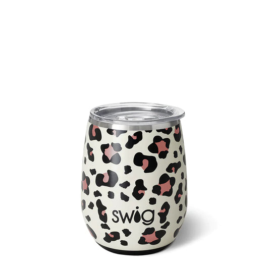 Swig Life Luxy Leopard Stemless Tumbler Wine Cup or Wine Glass (14oz)