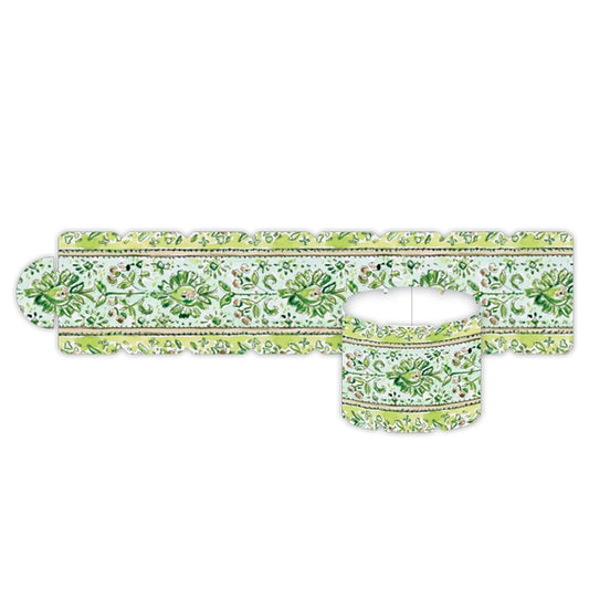 Handpainted Block Print Floral Green Napkin Ring